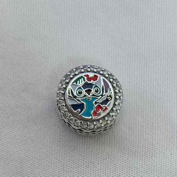 Pandora Jewelry - Pandora DISNEYLAND PARIS Stitch button Charm, S925 Silver Jewelry